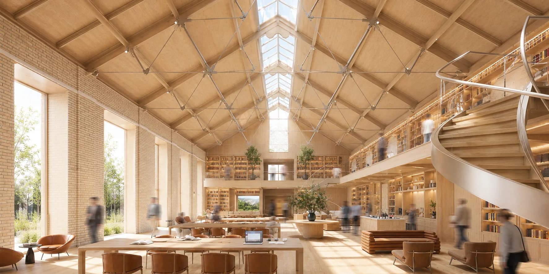 The warm interior of Milliways, the campus library and commons